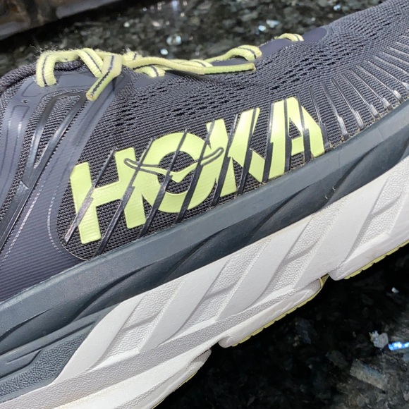 Hoka One One Bondi 7 Athletic Shoes Navy Blue White & Yellow Highlights Size 12 - Picture 4 of 12